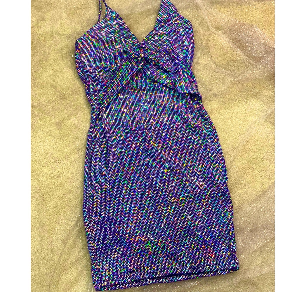 Spaghetti strap glitter dress